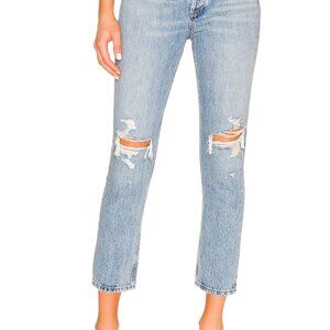 AGOLDE Riley High Rise Straight Cropped Distressed in Size 25
